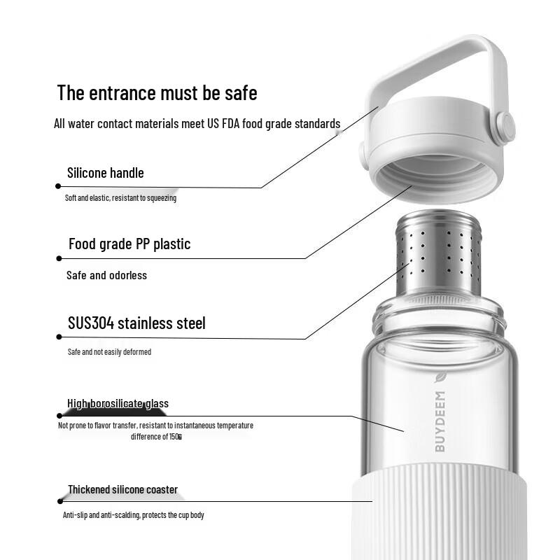 Buydeem Tea & Water Separation Portable Glass Cup