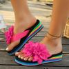 Women Floral Slide Sandals Platform Thick Sole Open Toe Casual Vacation Slip On Summer Beach Footwear