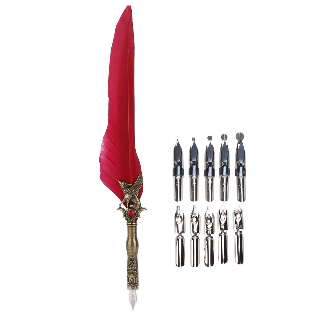 Pen Craft Retro Carved Stainless Steel Dip Pencil for Signature Gift Table Decoration