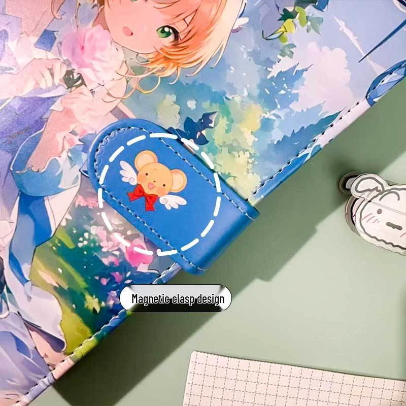 A5 Sakura PU Leather Loose-Leaf Planner with Detachable Pages and 4-Grid Card Holder Notebook