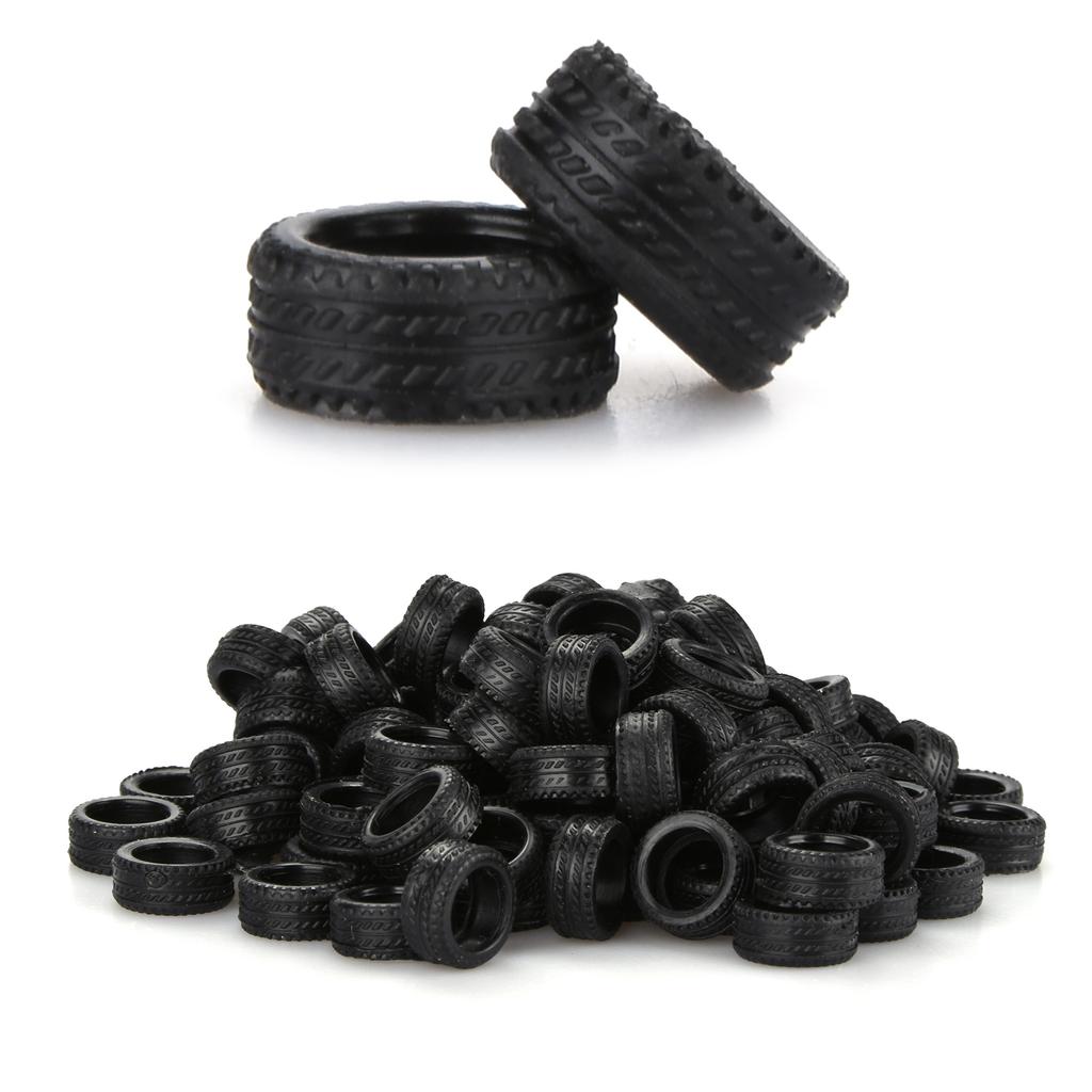 100Pcs/Box 1/64 RC Car Model Tires Rubber Tyre Tires Wheels 12mm*5mm Diorama Display Decoration Collection for 1/64 Car Model