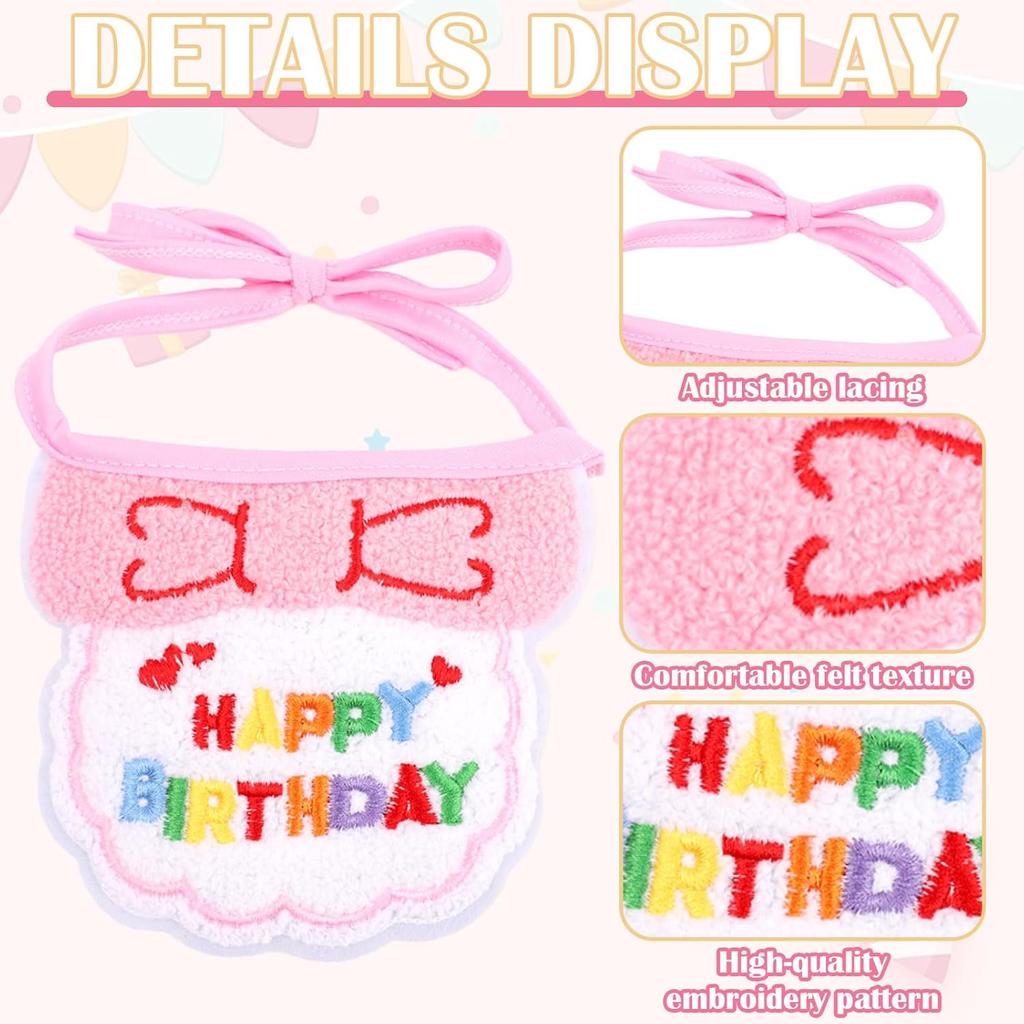 5PCS Girl Dog Birthday Outfit,Small Dog Birthday Hat with Numbers Decorations(Pink)