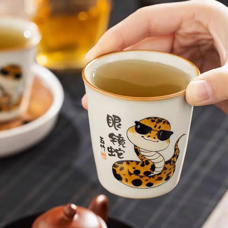 Ru Kiln Cobra Instant Cup Household High-End Exquisite Master Cup Large-Capacity Tea Cup Drinking Tea Cup Tea Cup