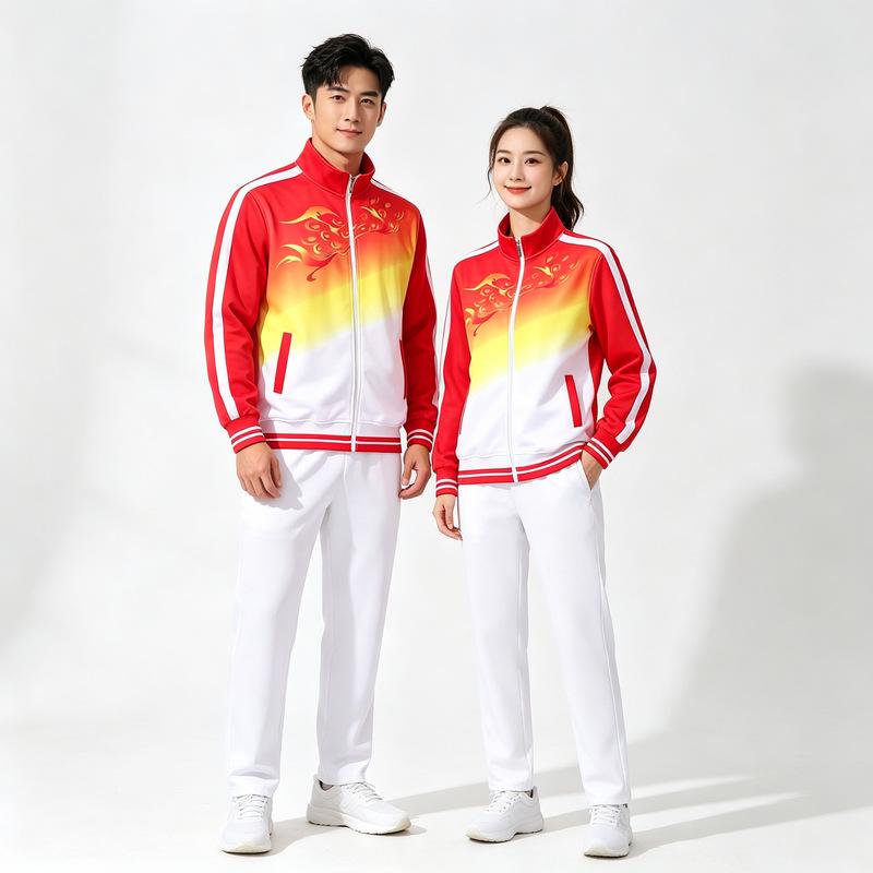 Silk Long Sleeve Sports Suit - Spring & Autumn, Plus Size, Middle-Aged & Elderly Square Dance/Fitness Wear
