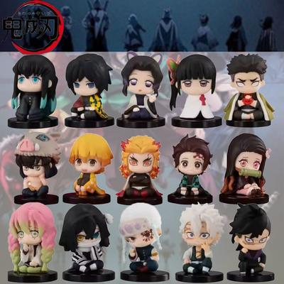 Demon Slayer Q verze mini akční figurky - Anime Duch Tanjiro Nidouzi Inosuke Zenizu sedící model hračka panenka dárek
