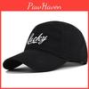 Vintage Style Lucky Embroidered Baseball Cap With Wide Brim