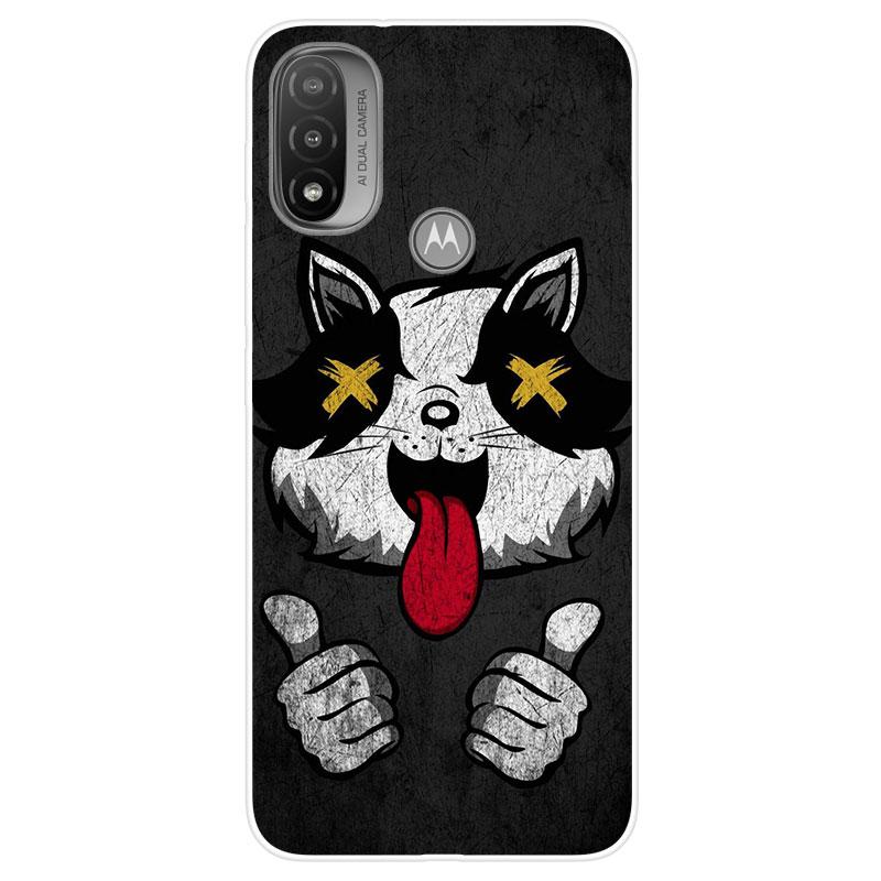 Cover Per Motorola Moto E20 – Custodia In Silicone Trasparente Con Stampa Lupo E Stylus Incluso