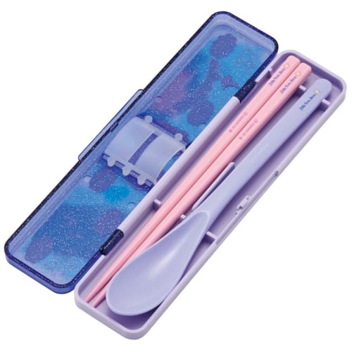 Skater Essstäbchen-Löffel-Kombinationsset, 18 cm, antibakteriell behandelt, Lunchbox für Erwachsene, kommt mit Silikonkissen und macht kein Geräusch, hergestellt in Ja