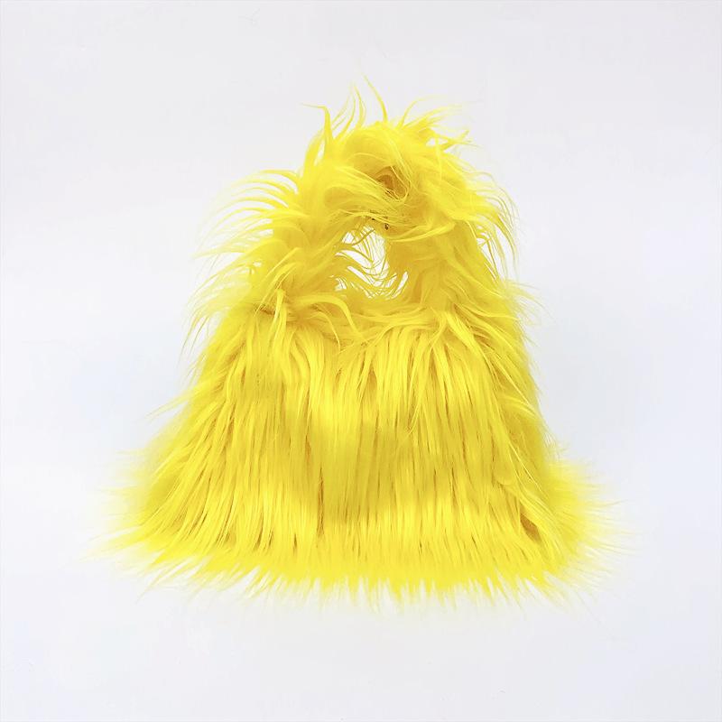 

Y2K Grunge Aesthetic Shearling Crossbody Bag, Retro Plush Shoulder Bag for Women, Edgy Boho Fuzzy Purse with Handle