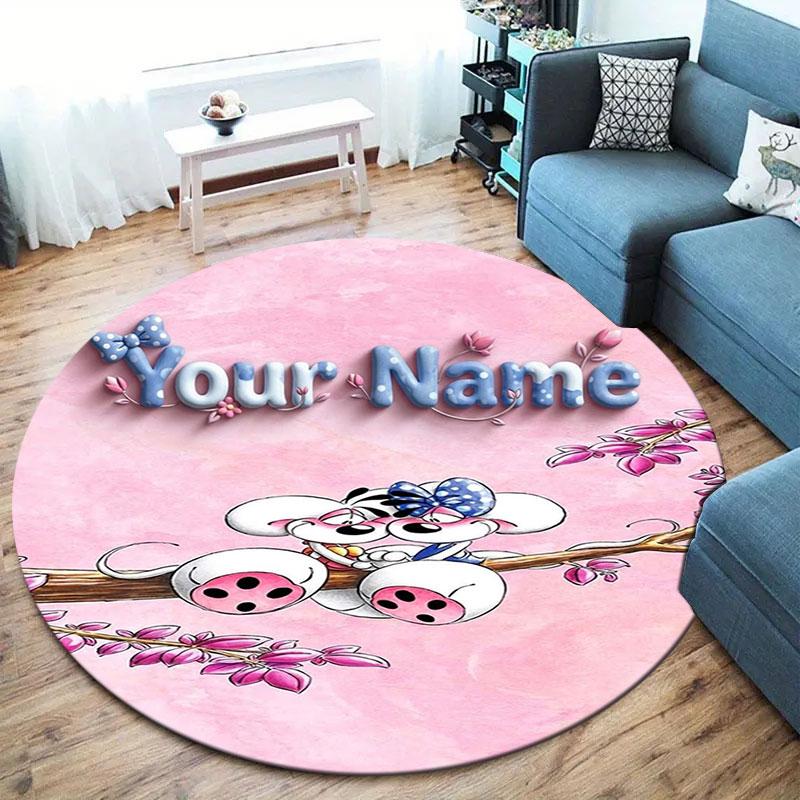 Diddl Custom Name Round Area Rug,Carpet Rug for Living Room Bedroom Sofa Playroom Decor,Non-slip Floor Mat