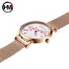 Hannah Martin Damen Luxus Neue 3D Kirschblüte Serie Stahl Gürtel Wasserdicht Quarz Damen Uhr Romantische Kirschblüte Uhr Frauen