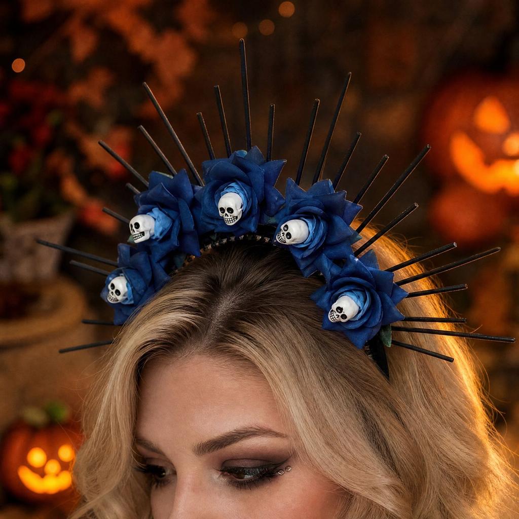 Halloween Headband with Rose and Decoration for Women Girls Party Costume Accessories