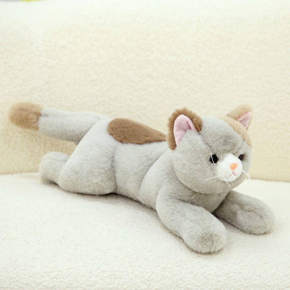 50cm Size Imitation Lying Cat Plush Toys Hairy Texture Realistic Cat Plush Toy Birthday Gift