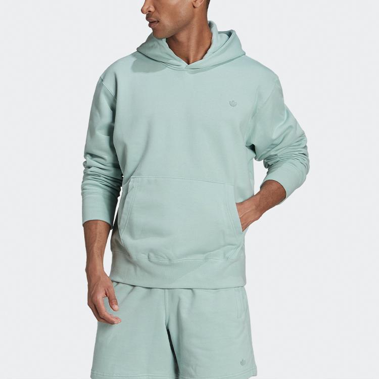 Adidas Originals Trefoil Embroidered Solid Color Hoodie Men Hoodie Green HF6378