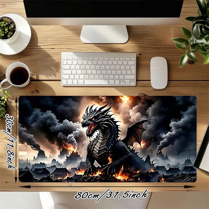 1PC Dragon Fire Large Durable Mouse Pad Suitable for Office Desks, Gaming Desktops.Non-Slip Back P96