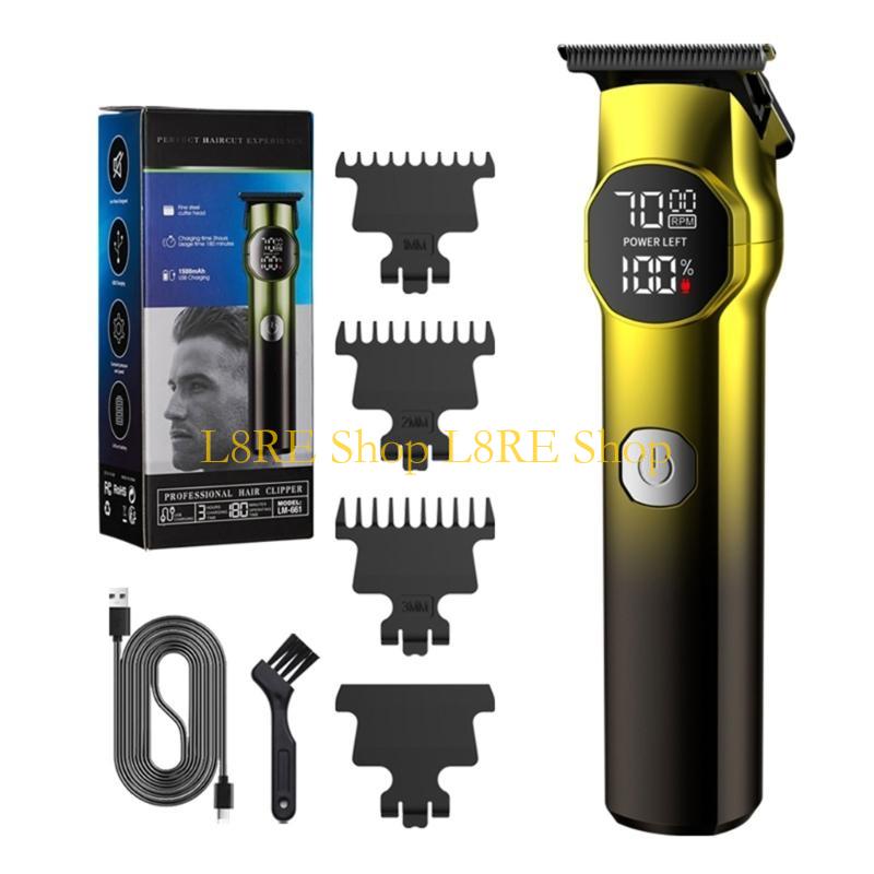 

L8RE Professional Hair Clippers Beard Trimmer for Men Barber Supplies Cordless Hair Clippers Rechargeable with LCD Dispaly золотий