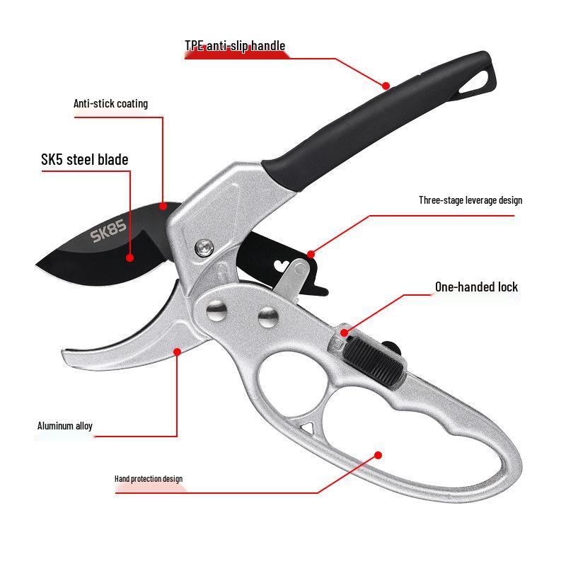 Stainless Steel Multifunctional Pruning Shears for Garden, Fruit Trees & Branches with Segmented Pulley System
