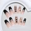 Black sparkling diamond French love star medium and long ballet nail, sweet, cool and fashionable European and American ins style wearing armor 24 