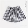 Paarshorts Sommerpyjama Damen neue dünne Pyjamahose kariert japanisch frisch mehrfarbig doppellagiges Baumwollgarn Hausanzugshose