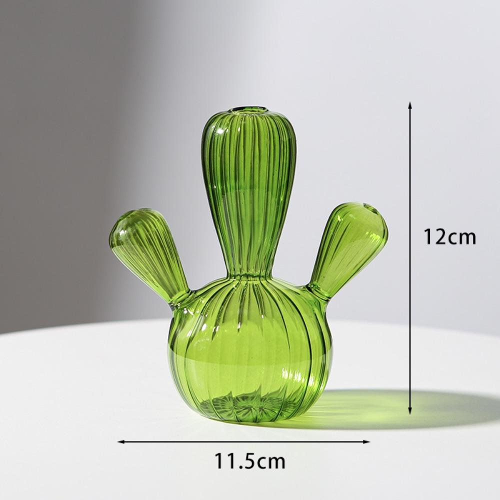 Creative Cactus Glass Vase Plant Hydroponic Flower Pot Desktop Decorative Item Simple Living Room and Bedroom Decorative Item