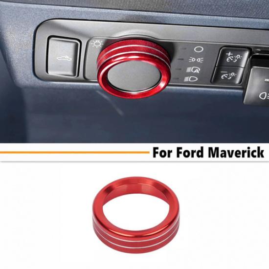 For Ford Maverick 22-2025 Red Alloy Headlight Switch Button Knob Cover Trim Ring