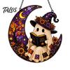 Ghost Pendant 2D Moon Pumpkin Acrylic Suncatcher, Halloween Window Home Garden Accents Hanging Ornament, Autumn Thanksgiving Yard Wall Decor