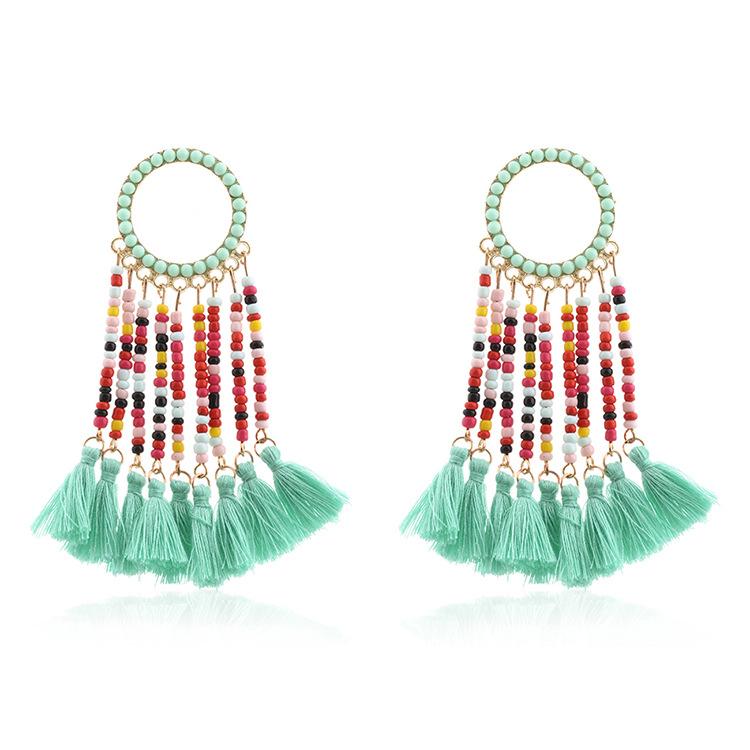 JMXD-Bohemian Tassel Earrings Exaggerated Earrings Jewelry Beads Earrings Popular Jewelry