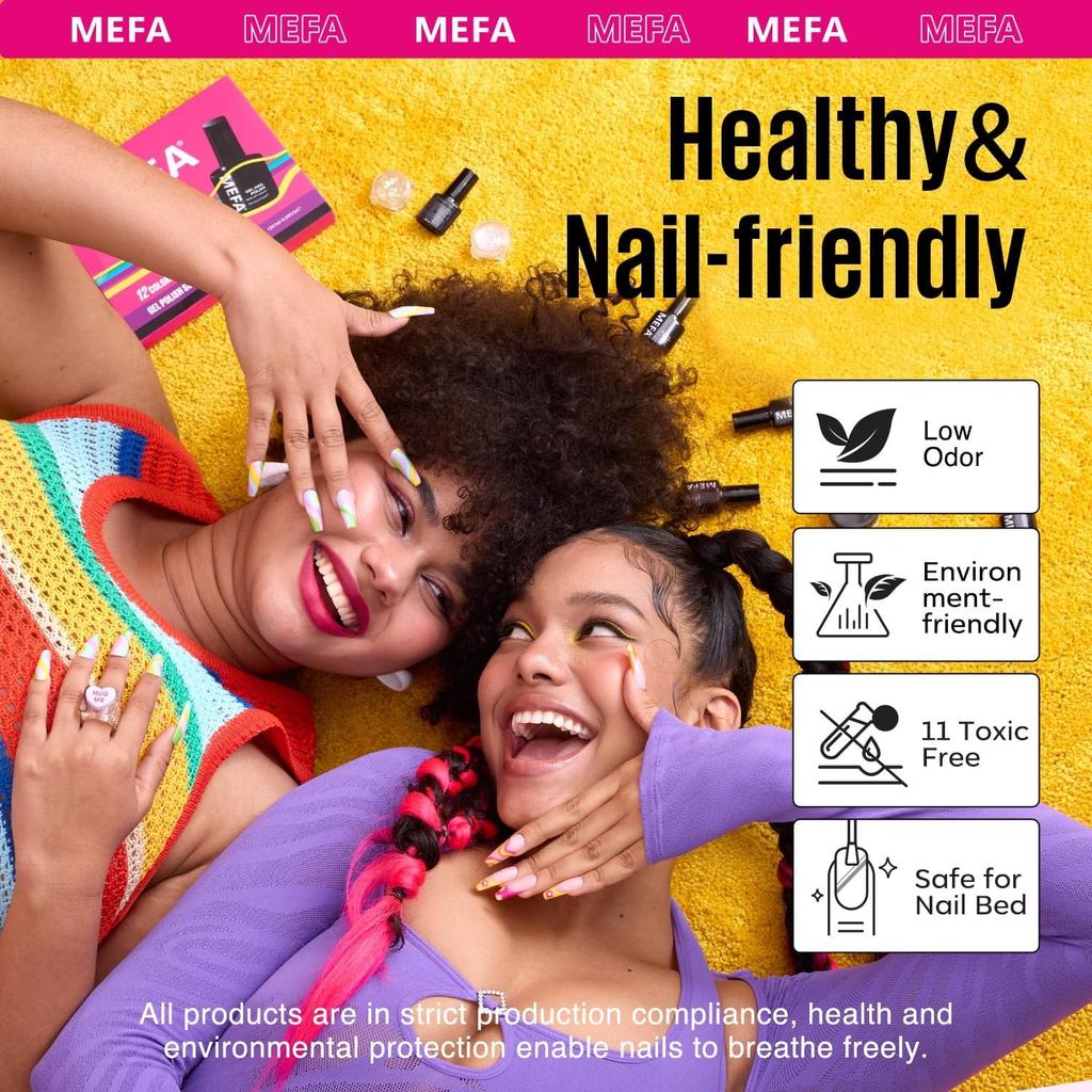 MEFA Nail Art Set 12 Farben Gel Nagellack UV 7ml, 6W UV Lampe, Maniküre Zubehör Set, DIY Home Geschenke