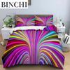 3D Duvet Cover Psychedelic Abstract Double Queen Bedding Set 23pcs Quilt Cover with Zipper King Size Polyester Comforter Cover
