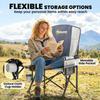 Padded Camping Chair Adults Heavy Duty Folding Chair Side Pocket Cup Holder Carry Bag Outdoor Light Grey