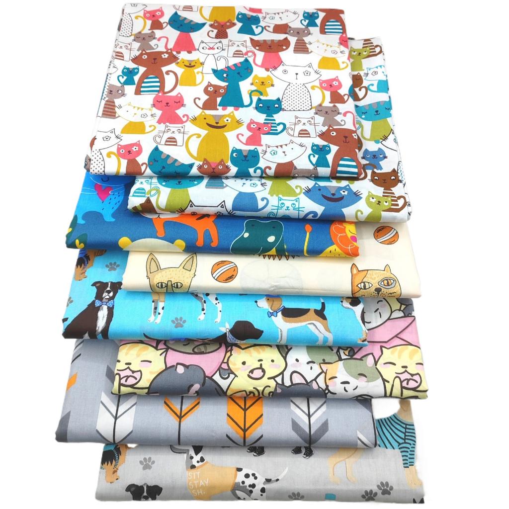 8PCS Cotton Fabric Printed Cloth Sewing Quilting Fabrics for Patchwork Needlework DIY Handmade Material Fabric Cotton