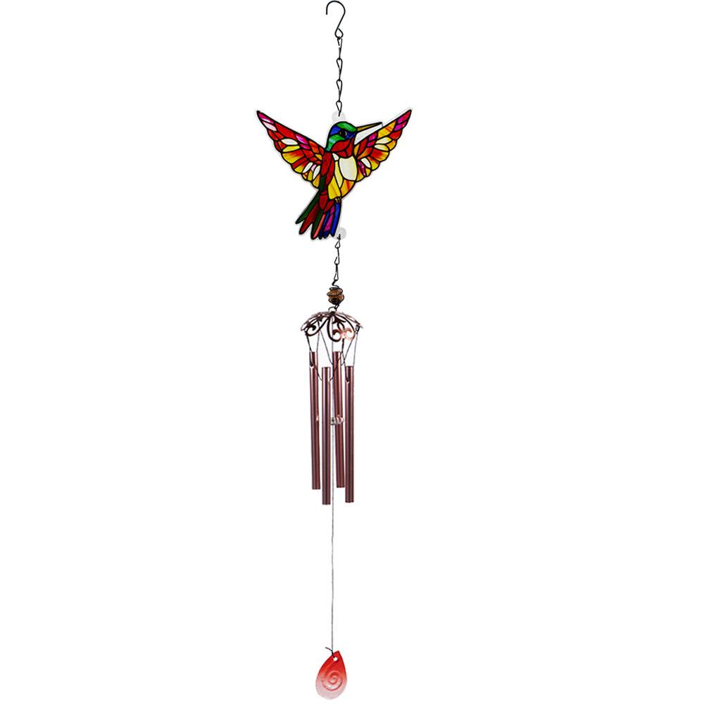 Glass Hummingbird Wind Chime Diamond Glass Crafts Hanging for Home Garden Courtyard Balcony Decoration Housewarming Gift