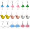 Cute Simple Funny Small Drop Earrings For Women Girls Children Animal Duck Frog Mushroom Cloud Shape Resin Dangle Zircon Gift