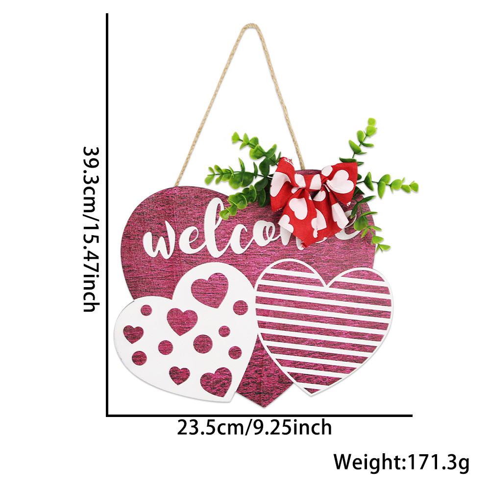 Charmantes Valentinstags-Willkommensschild aus Holz in Herzform mit entzückender Schleife zur Heimdekoration