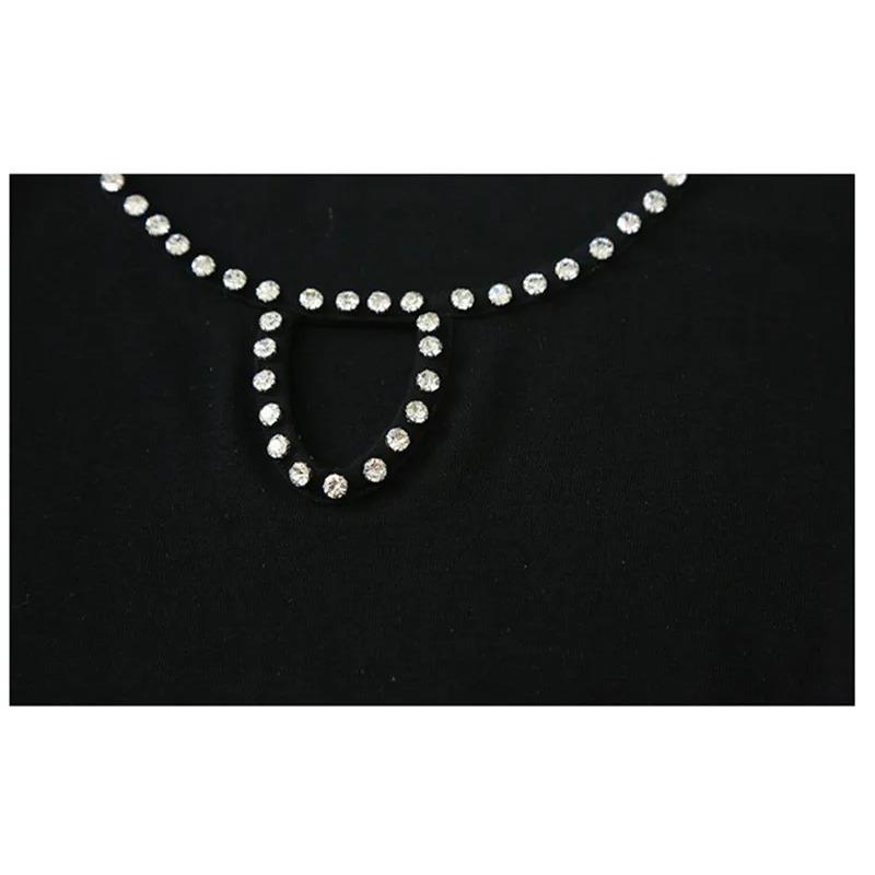 Summer Women's European T-Shirt Sexy O-Neck Hollow Out Hot Diamonds Design Tops Ladies Chic Short Sleeve Slim Tees