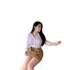 "Pretty Sister" Elegant White Slim-Fit Shirt and Hip-Hugging Skirt Set for Women