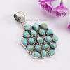 Arizona Turquoise Pendant, Sterling Silver Multi Stone Cluster