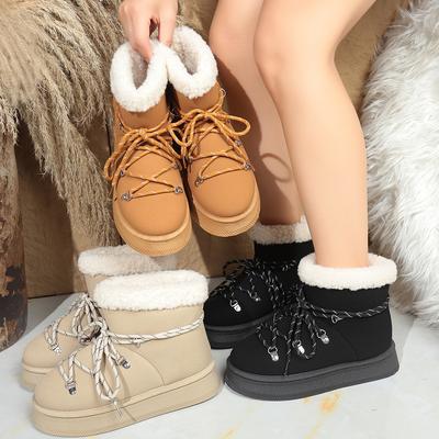 Winter New Snow Boots Plus-size Flat Short Cotton Shoes Women's Plush Thickened To Warm The Snow