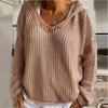 Yellow Loose V Neck Hooded Mesh Knit Top