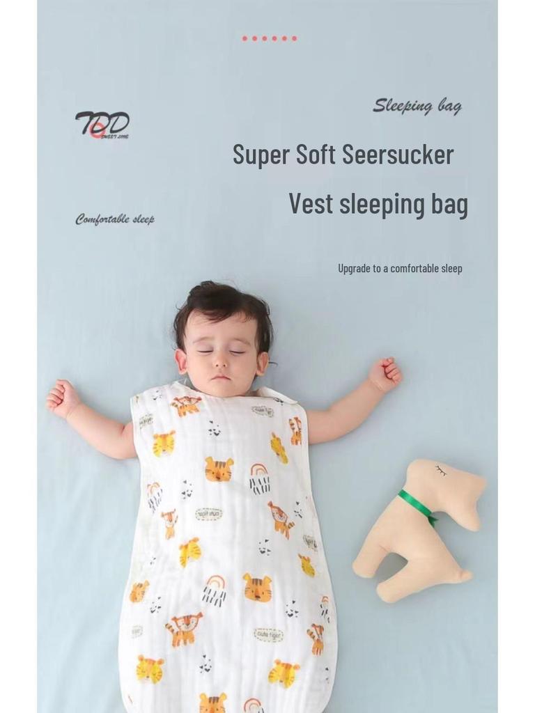 Pure Cotton Sleeveless Baby Sleeping Bag - Summer Thin Anti-Kick Vest for Newborns and Children