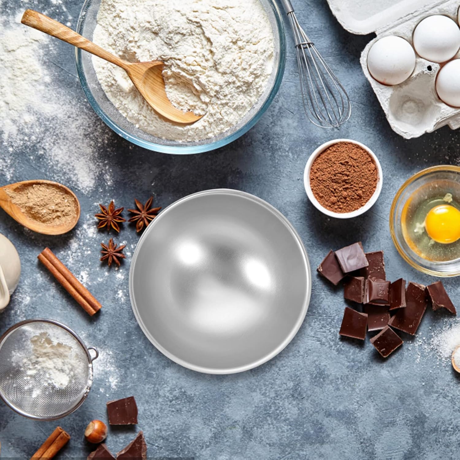 

Kichvoe Форма для торта Полусфера Формы для выпечки, 2 набора Формы для выпечки в виде футбольного мяча и баскетбольного мяча, Формы из алюминиевого сплава с антипригарным покрытием для шифона, бикини