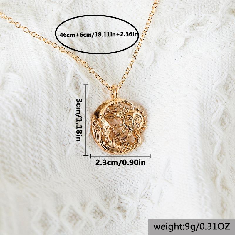 Greek Mythology Human Face Sun Moon Hug Each Other Pendant Necklace Creative Design Couple Necklace Featured Gift Jewelry