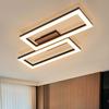 Plafonnier NETTLIFE Plafonnier À Deux Têtes Cadre Carré Barrettes En Bois LED Intégrée 3000K
