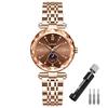 Rose Gold Women's Wristwatch Crystal Waterproof Stainless Steel Elegant Cute Gift Brown