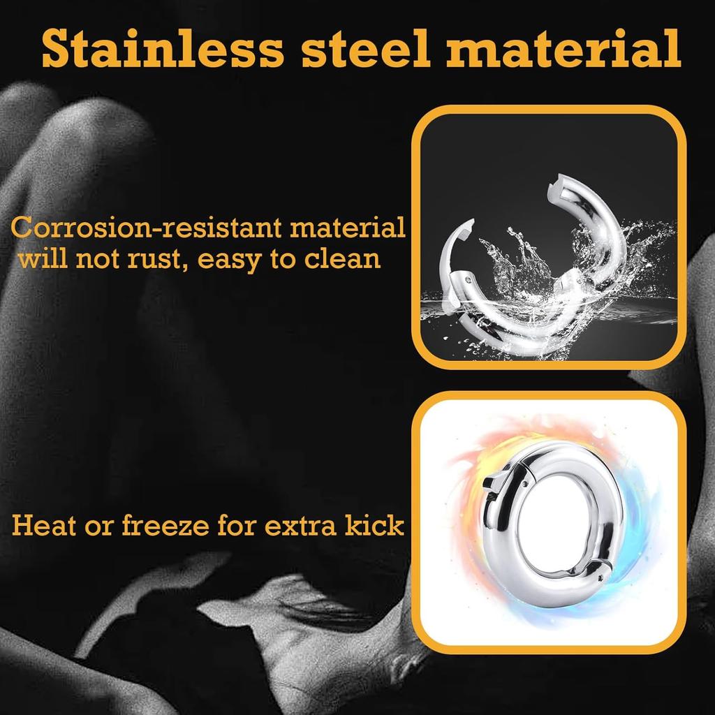 Stainless Steel Cock Ring for Men, Smart Adjustable Penis Ring W/ Ejaculation Control, Adult Sex Toy for Couple Play
