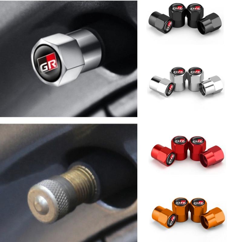 Car Metal Tire Valve Stem Caps Dustproof Covers 4Pcs Set for Toyota Corolla Yaris Hilux RAV4 C-HR Supra Decorative Accessories