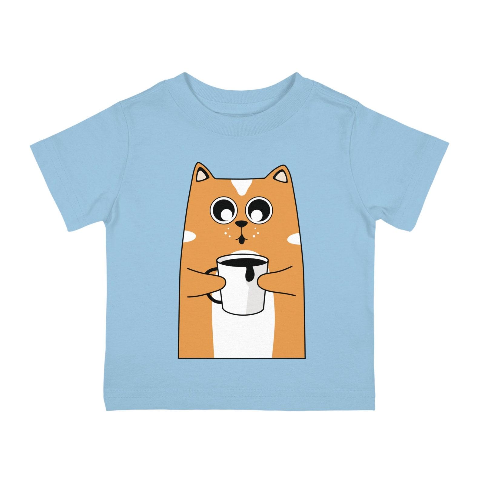 Cute Cool Cat Holding Mug Baby Infant Cotton Tee T shirt 3XL