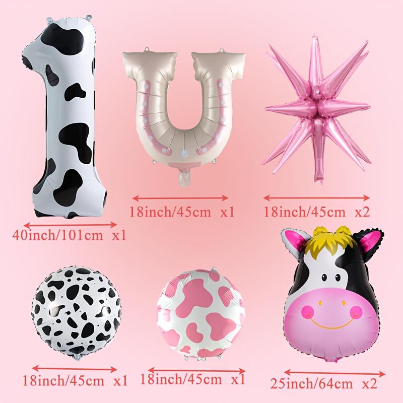 8 st Tecknad Mjölk Tjurhuvud Ballong 40 Tum Ko Mönster Siffra Födelsedagsballong Set Söt Djur Partydekoration Festivaltillbehör