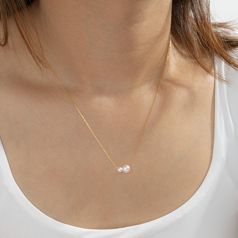 

Ожерелья из нержавеющей стали 316L с двойным жемчугом Foxanry Минималистичные Элегантные Водонепроницаемые Свадебные Украшения Подарки для Невесты EL0085 золотой