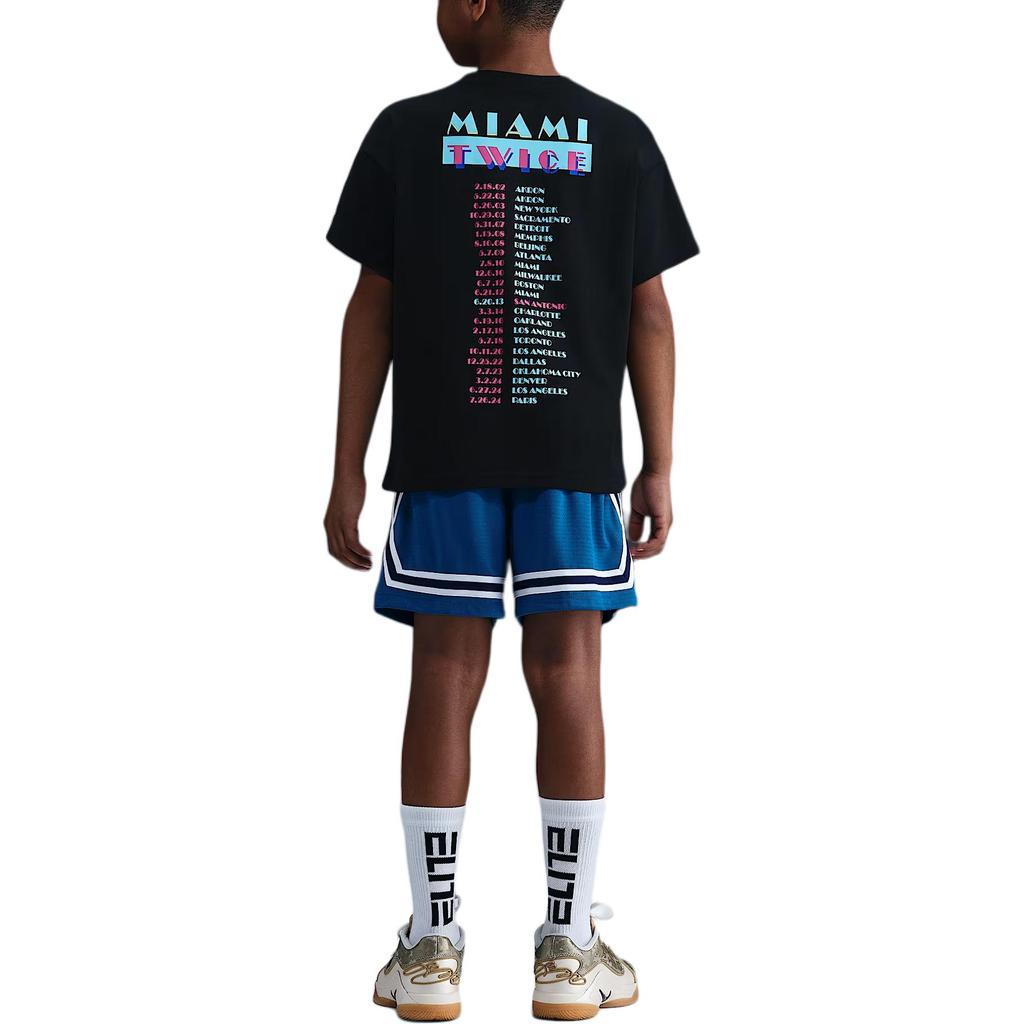 Nike T-Shirt FW25 LeBron Miami Twice Letter Round Neck Pullover Short Sleeve Kids Tops IM6656-010